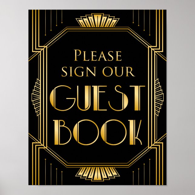 Sign Our Guestbook Wedding Sign | Gatsby Art Deco (Front)