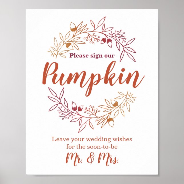 Sign Our Pumpkin Wedding Engagement Guestbook (Front)