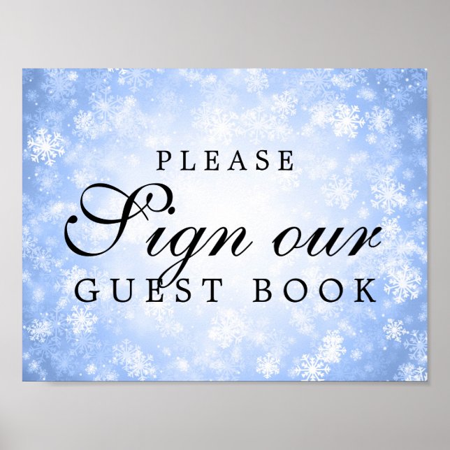Sign Our Wedding Guestbook Blue Winter Wonderland (Front)