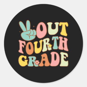 Sign Out Fourth Grade Groovy Last Day School 4th G Classic Round Sticker