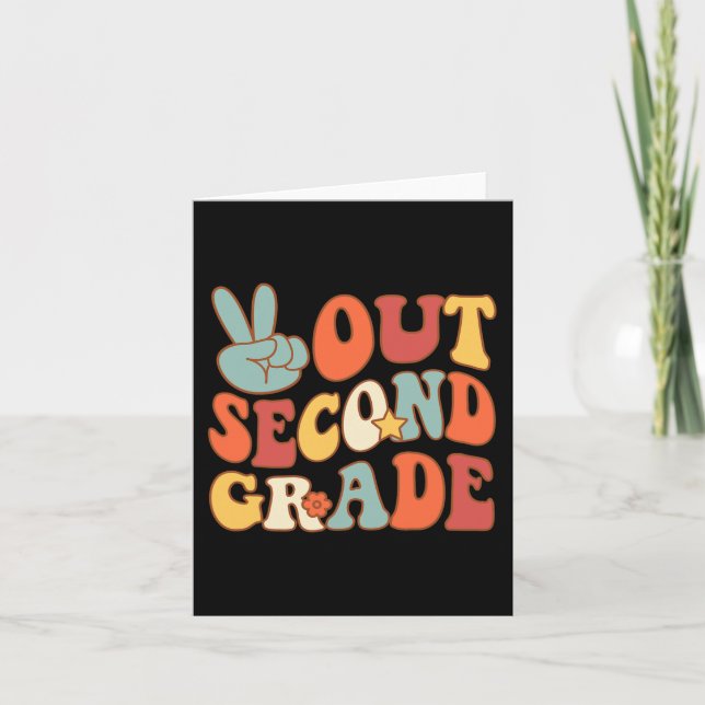 Sign Out Second Grade Groovy 2nd Last Days School  Card (Front)