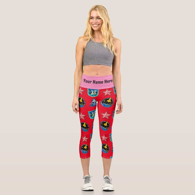 Sign Patches High Waisted Capris (Front)