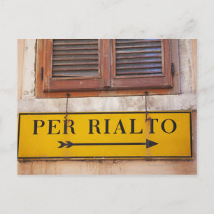 Sign pointing the way to the Rialto Bridge, Postcard