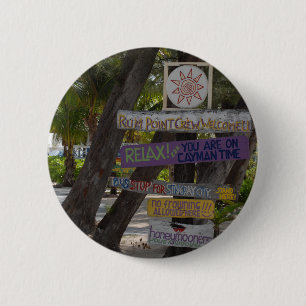 Sign post Rum Point Grand Cayman 6 Cm Round Badge