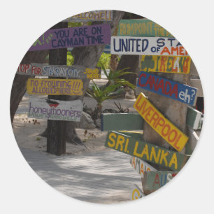 Sign Post Rum Point Grand Cayman Classic Round Sticker