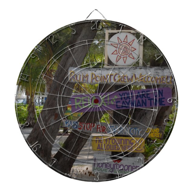 Sign post Rum Point Grand Cayman Dartboard (Front)