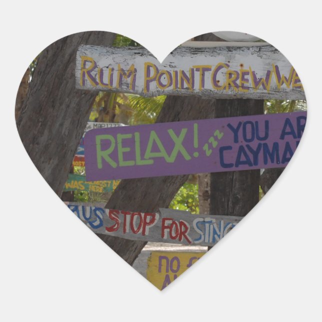 Sign post Rum Point Grand Cayman Heart Sticker (Front)