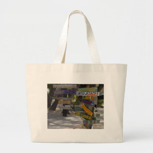 Sign Post Rum Point Grand Cayman Large Tote Bag