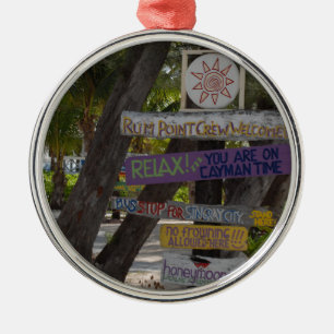 Sign post Rum Point Grand Cayman Metal Tree Decoration