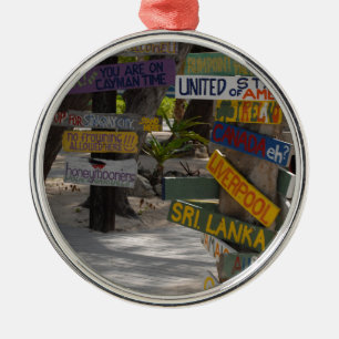 Sign Post Rum Point Grand Cayman Metal Tree Decoration