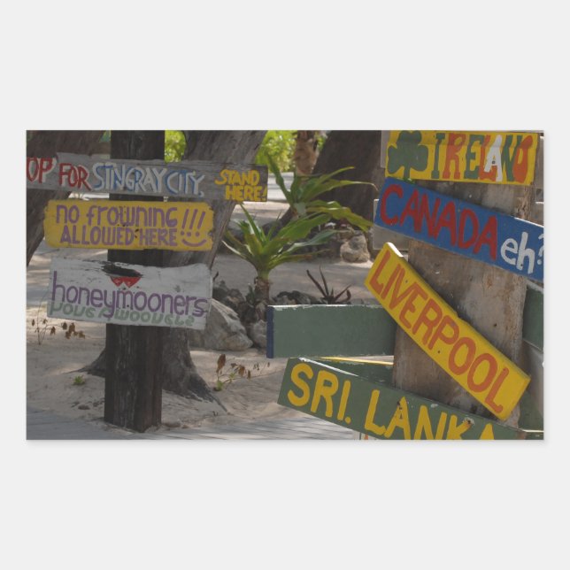 Sign Post Rum Point Grand Cayman Rectangular Sticker (Front)