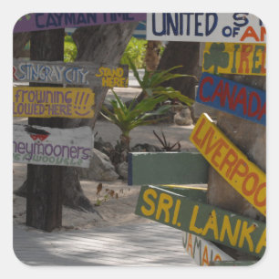 Sign Post Rum Point Grand Cayman Square Sticker