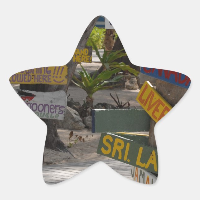 Sign Post Rum Point Grand Cayman Star Sticker (Front)