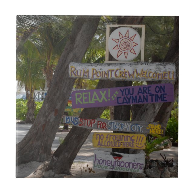 Sign post Rum Point Grand Cayman Tile (Front)