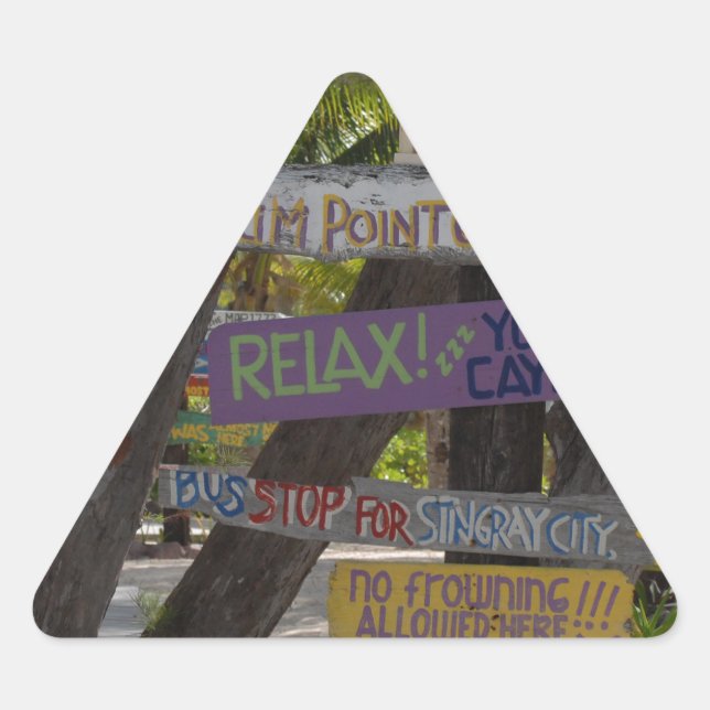 Sign post Rum Point Grand Cayman Triangle Sticker (Front)