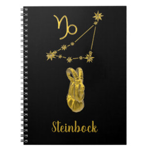 sign Steinbock, gold Notebook