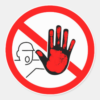 sign stop trespassing hand classic round sticker