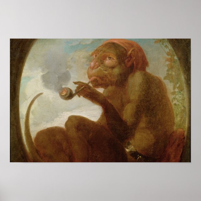 Sign with a monkey smoking a pipe (Front)