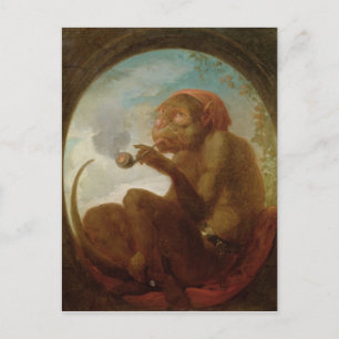 Sign with a monkey smoking a pipe postcard