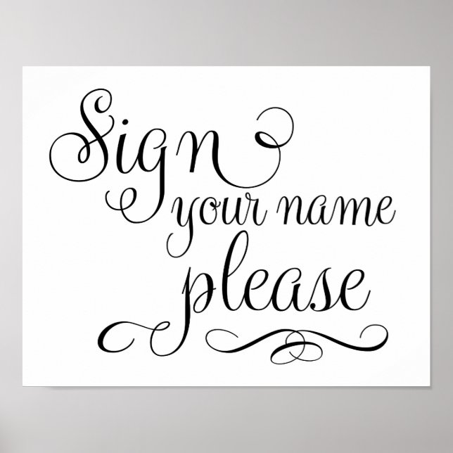 Sign your name please Guest Book Wedding Sign (Front)