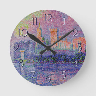 Signac's Le Château des Papes Round Clock