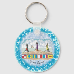 Signal Flags Lighthouse Key Ring
