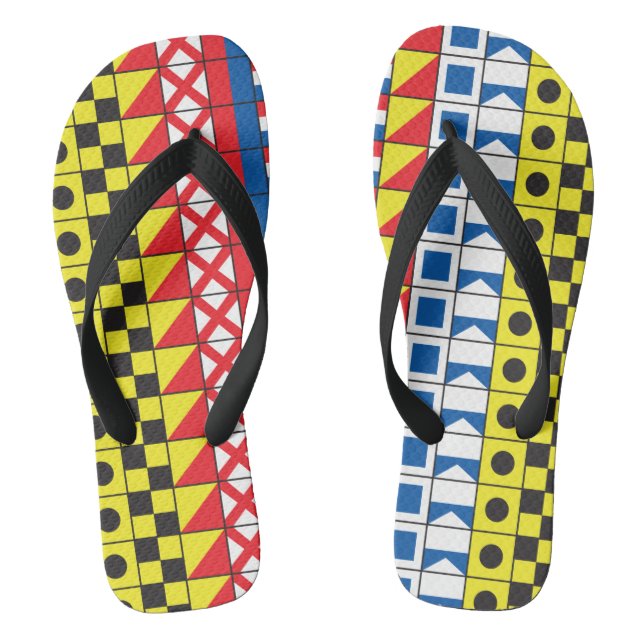 Signal Flags pattern_I Love To Sail Flip Flops (Footbed)