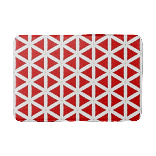 Signal Flux – Red & White Modern Design Bath Mat (Front)