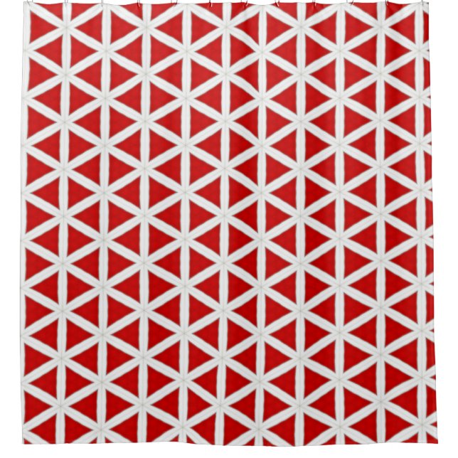 Signal Flux – Red & White Modern Design Shower Curtain (Front)