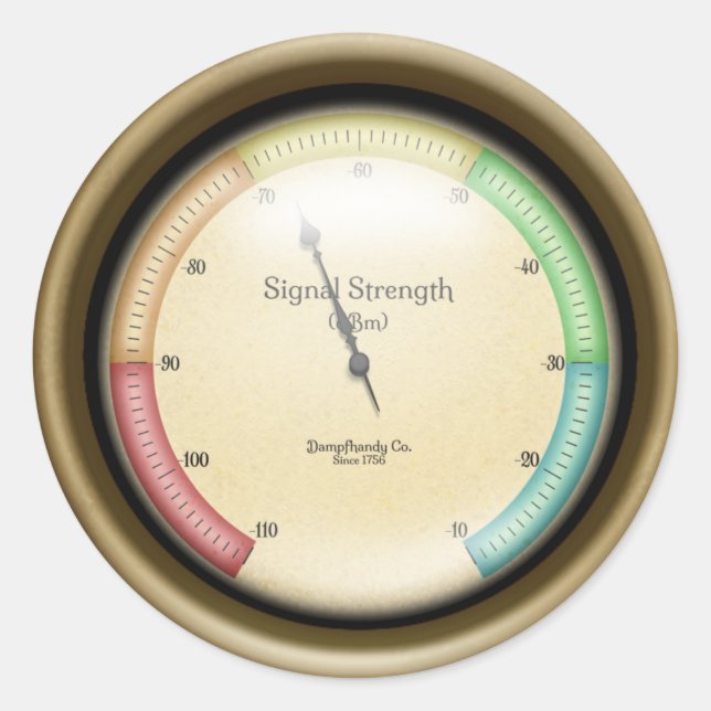 Signal Strength Metre Steampunk Machine Age Classic Round Sticker (Front)