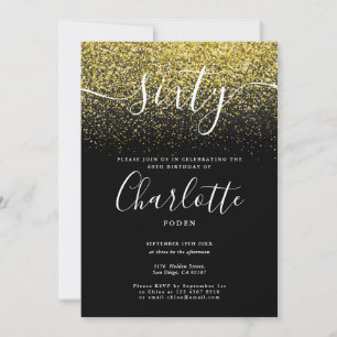 Signature 60th Birthday Gold Glitter Confetti Invitation