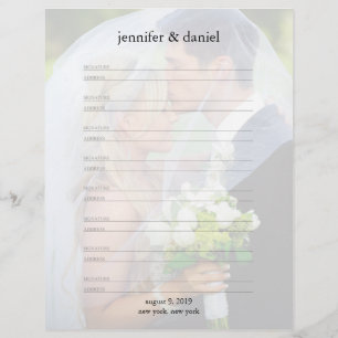 Signature Address Lined Wedding Guest Book Pages