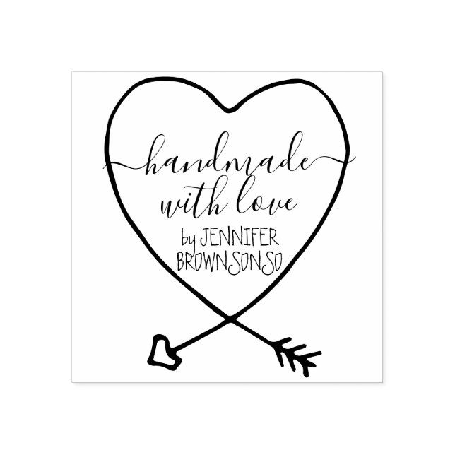 Signature Arrowed Handmade with love business Rubber Stamp (Imprint)