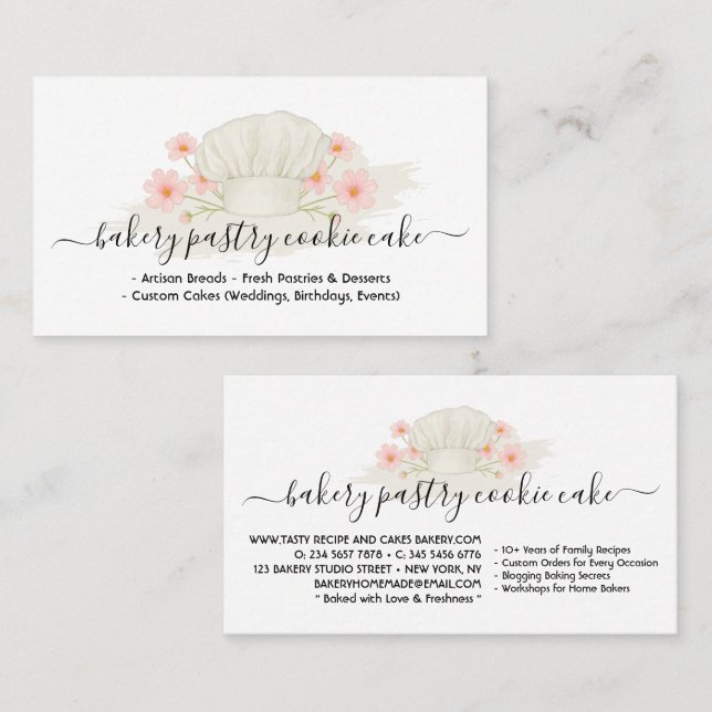Signature Bakery Cafe Cake Homemade Food Logo Business Card (Front/Back)