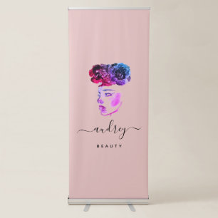 Signature Chic Typography Purple Beauty QR Floral Retractable Banner