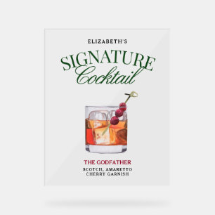 Signature Cocktail Classy Green & Red Acrylic Sign