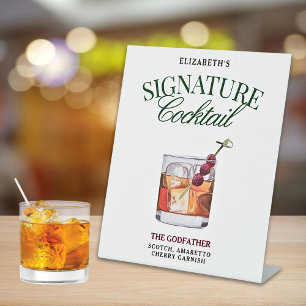 Signature Cocktail Classy Green & Red Pedestal Sign