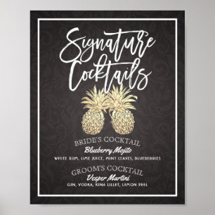 Signature Cocktail Drink Menu Wedding Decor Poster