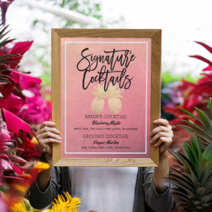 Signature Cocktail Drink Menu Wedding Decor Poster