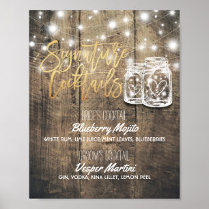 Signature Cocktail Drink Menu Wedding Decor Sign