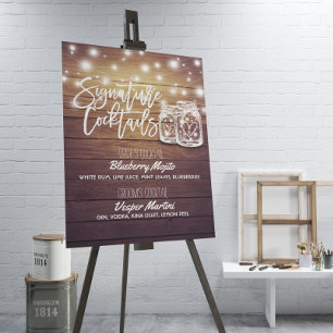 Signature Cocktail Drink Menu Wedding Decor Sign