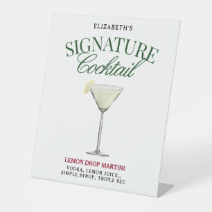 Signature Cocktail Green & Red Classy Pedestal Sign
