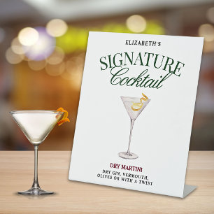 Signature Cocktail Green & Red Classy Pedestal Sign