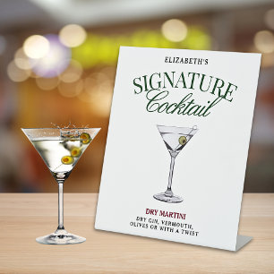 Signature Cocktail Green & Red Classy Pedestal Sign