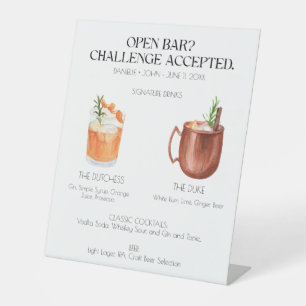Signature Cocktail Open Bar Wedding Sign