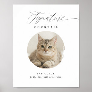 Signature Cocktail Sign Pet Photo Elegant Wedding