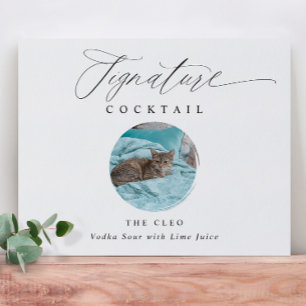 Signature Cocktail Sign Pet Photo Elegant Wedding