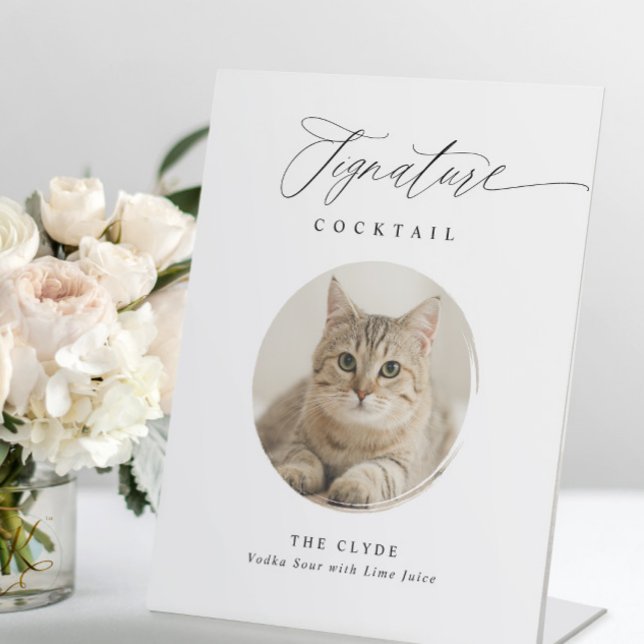 Signature Cocktail Sign Pet Photo Elegant Wedding (Creator Uploaded)