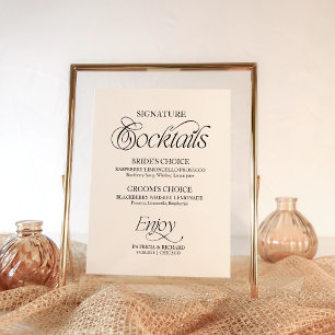 Signature Cocktails Black White Wedding Sign