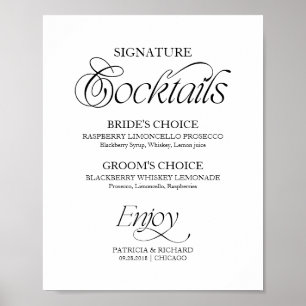 Signature Cocktails Black White Wedding Sign